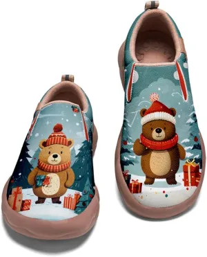 Onehorse Women's Comfortable Travel Shoes Walking Slip-Ons Casual Loafers Christmas Painted Sneakers