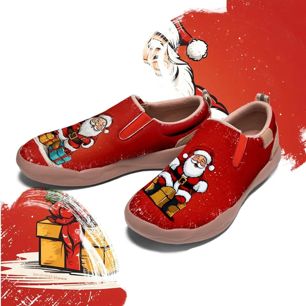Onehorse Women's Comfortable Travel Shoes Walking Slip-Ons Casual Loafers Christmas Painted Sneakers