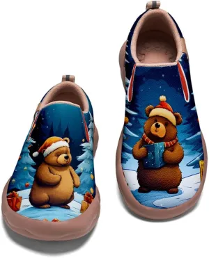 Onehorse Women's Comfortable Travel Shoes Walking Slip-Ons Casual Loafers Christmas Painted Sneakers
