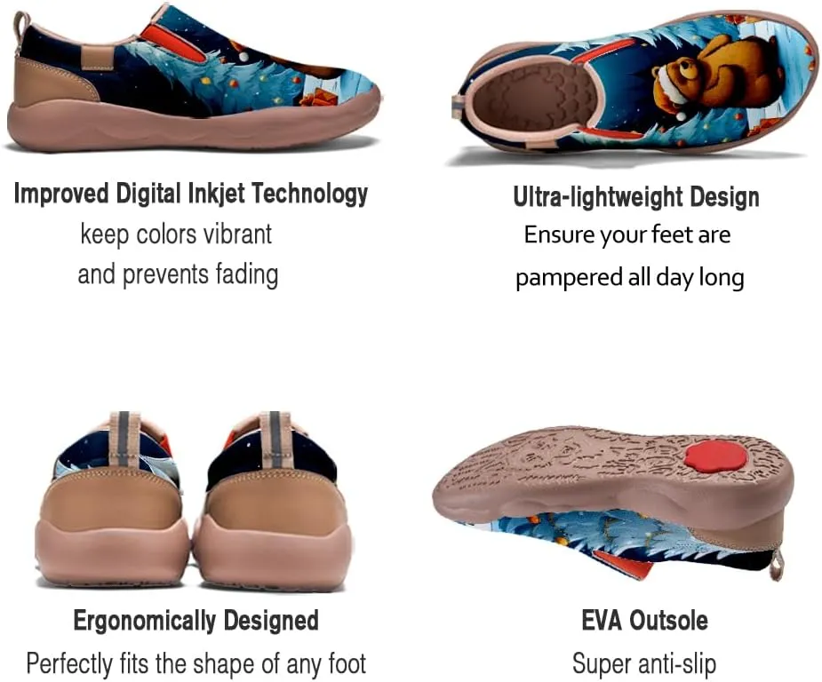 Onehorse Women's Comfortable Travel Shoes Walking Slip-Ons Casual Loafers Christmas Painted Sneakers
