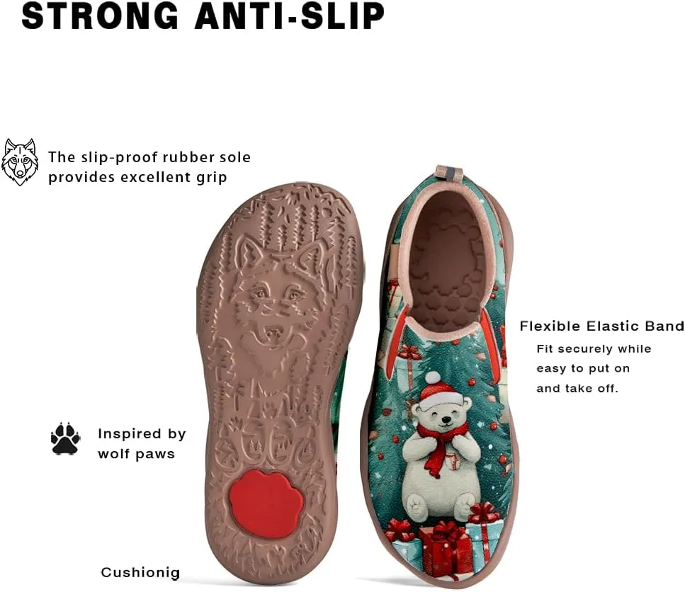 Onehorse Women's Comfortable Travel Shoes Walking Slip-Ons Casual Loafers Christmas Painted Sneakers
