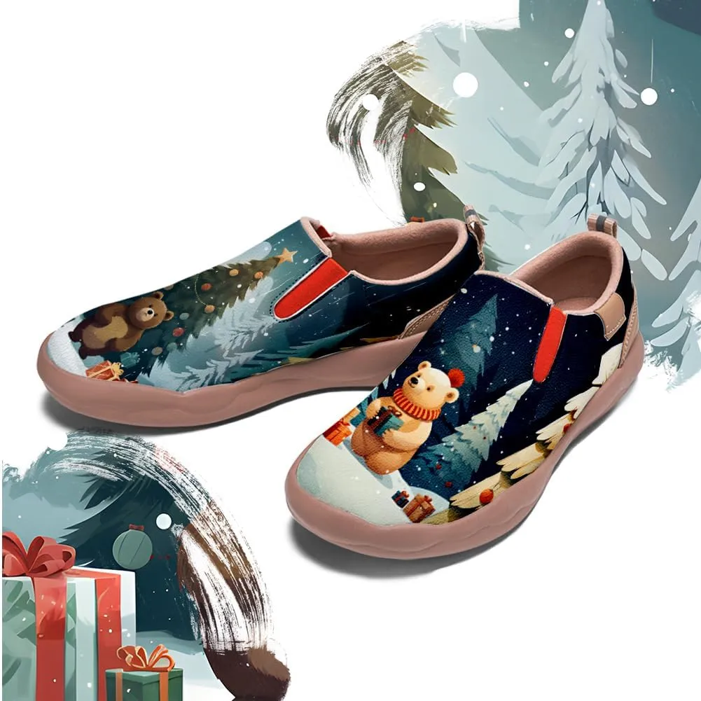 Onehorse Women's Comfortable Travel Shoes Walking Slip-Ons Casual Loafers Christmas Painted Sneakers