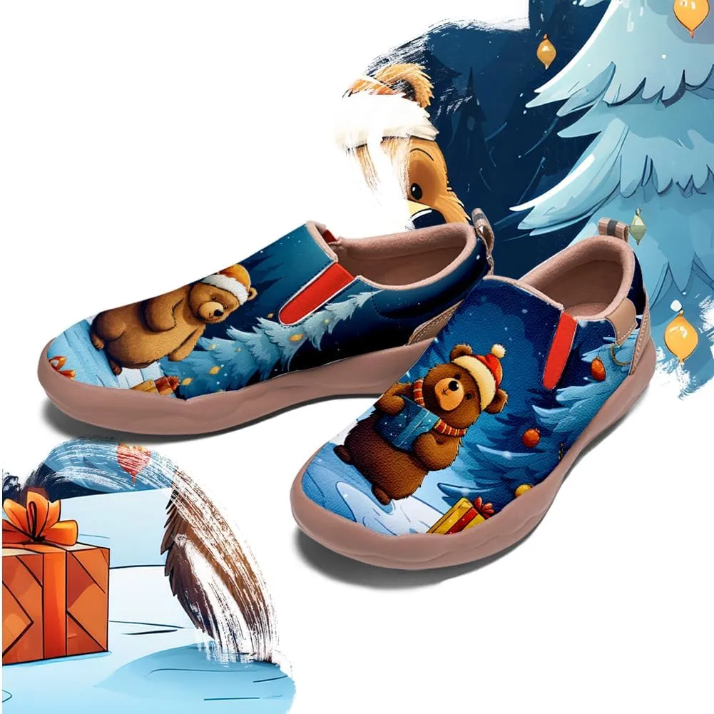 Onehorse Women's Comfortable Travel Shoes Walking Slip-Ons Casual Loafers Christmas Painted Sneakers