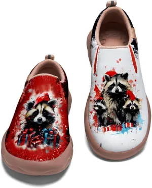 Onehorse Women's Comfortable Travel Shoes Walking Slip-Ons Casual Loafers Christmas Painted Sneakers