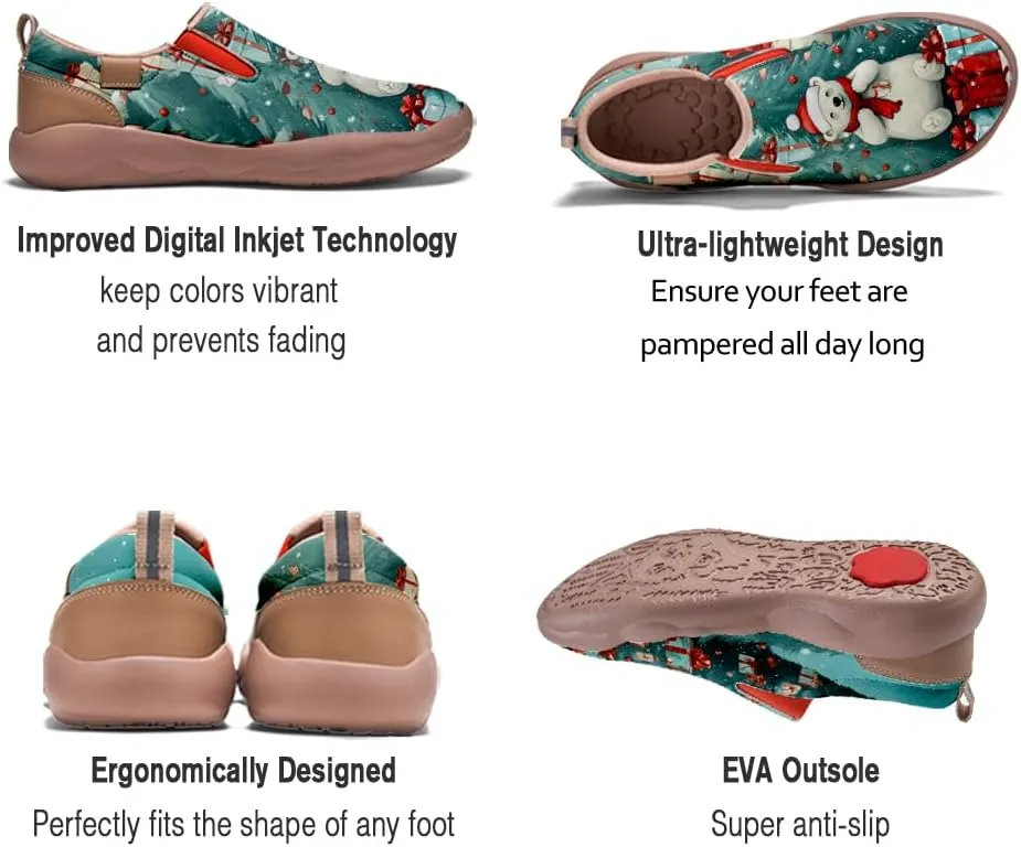 Onehorse Women's Comfortable Travel Shoes Walking Slip-Ons Casual Loafers Christmas Painted Sneakers