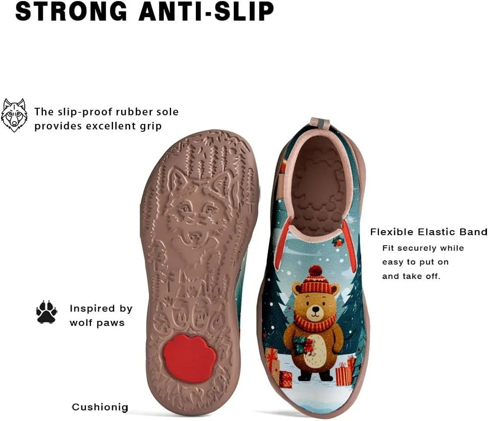 Onehorse Women's Comfortable Travel Shoes Walking Slip-Ons Casual Loafers Christmas Painted Sneakers