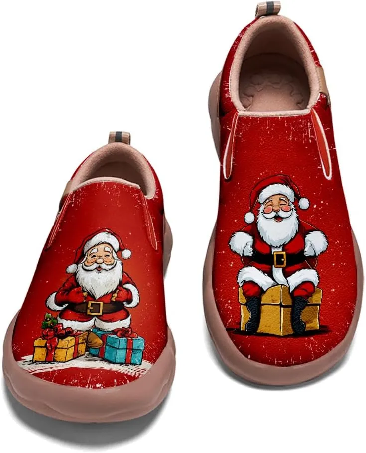 Onehorse Women's Comfortable Travel Shoes Walking Slip-Ons Casual Loafers Christmas Painted Sneakers