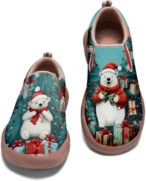 Onehorse Women's Comfortable Travel Shoes Walking Slip-Ons Casual Loafers Christmas Painted Sneakers