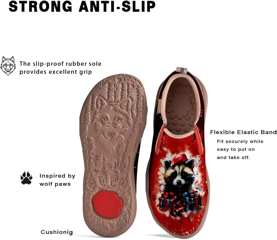 Onehorse Women's Comfortable Travel Shoes Walking Slip-Ons Casual Loafers Christmas Painted Sneakers