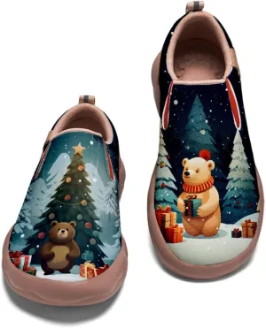 Onehorse Women's Comfortable Travel Shoes Walking Slip-Ons Casual Loafers Christmas Painted Sneakers