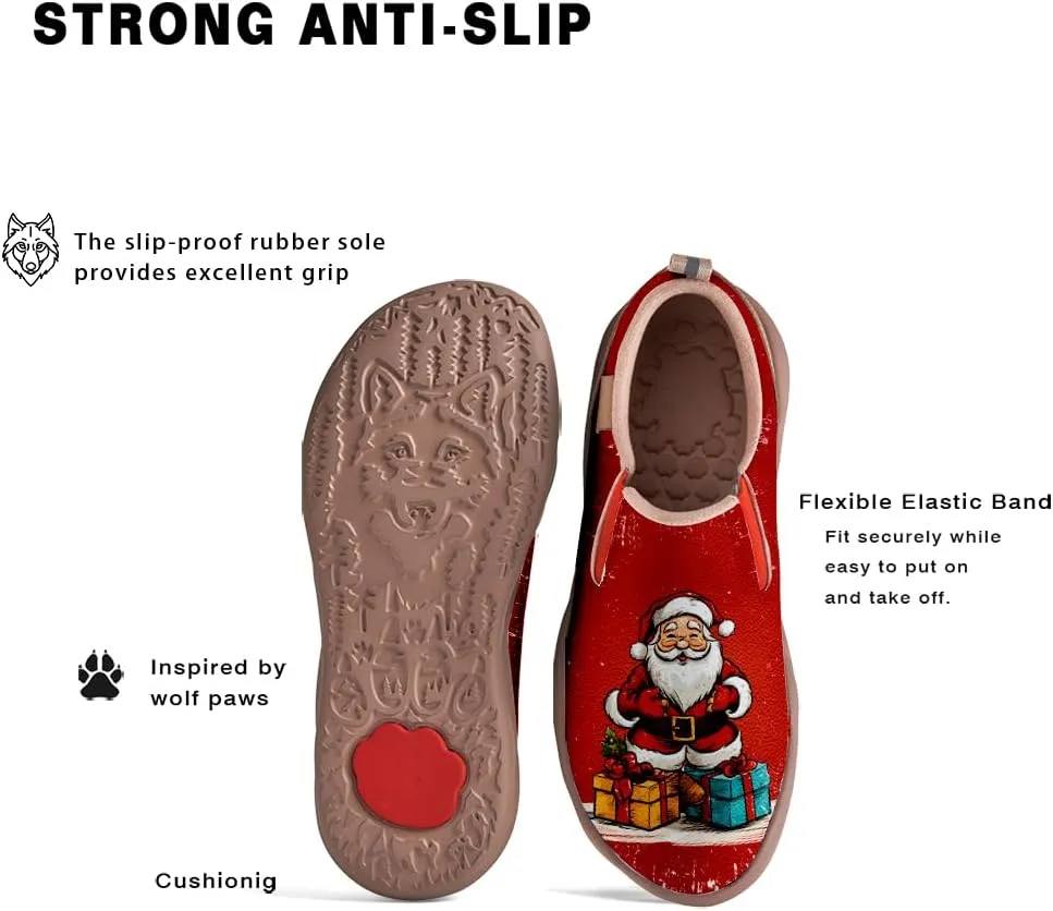 Onehorse Women's Comfortable Travel Shoes Walking Slip-Ons Casual Loafers Christmas Painted Sneakers