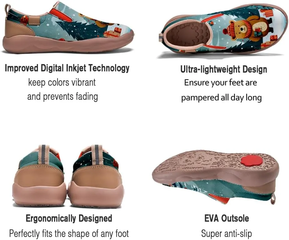 Onehorse Women's Comfortable Travel Shoes Walking Slip-Ons Casual Loafers Christmas Painted Sneakers