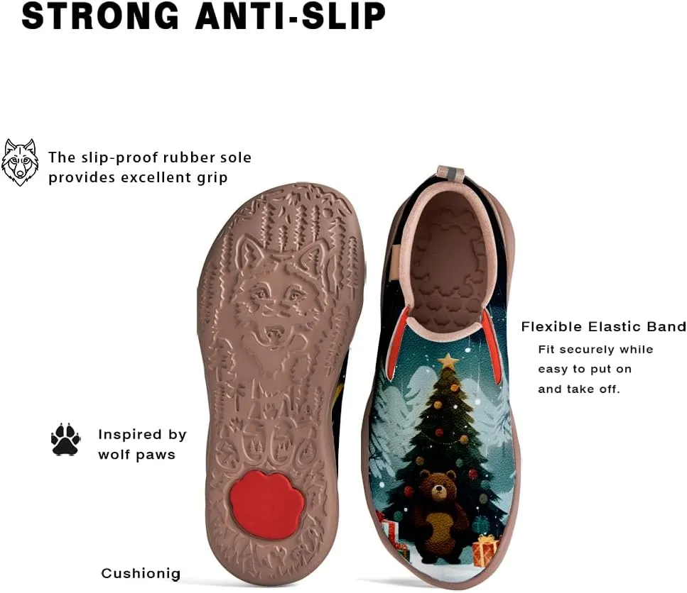 Onehorse Women's Comfortable Travel Shoes Walking Slip-Ons Casual Loafers Christmas Painted Sneakers