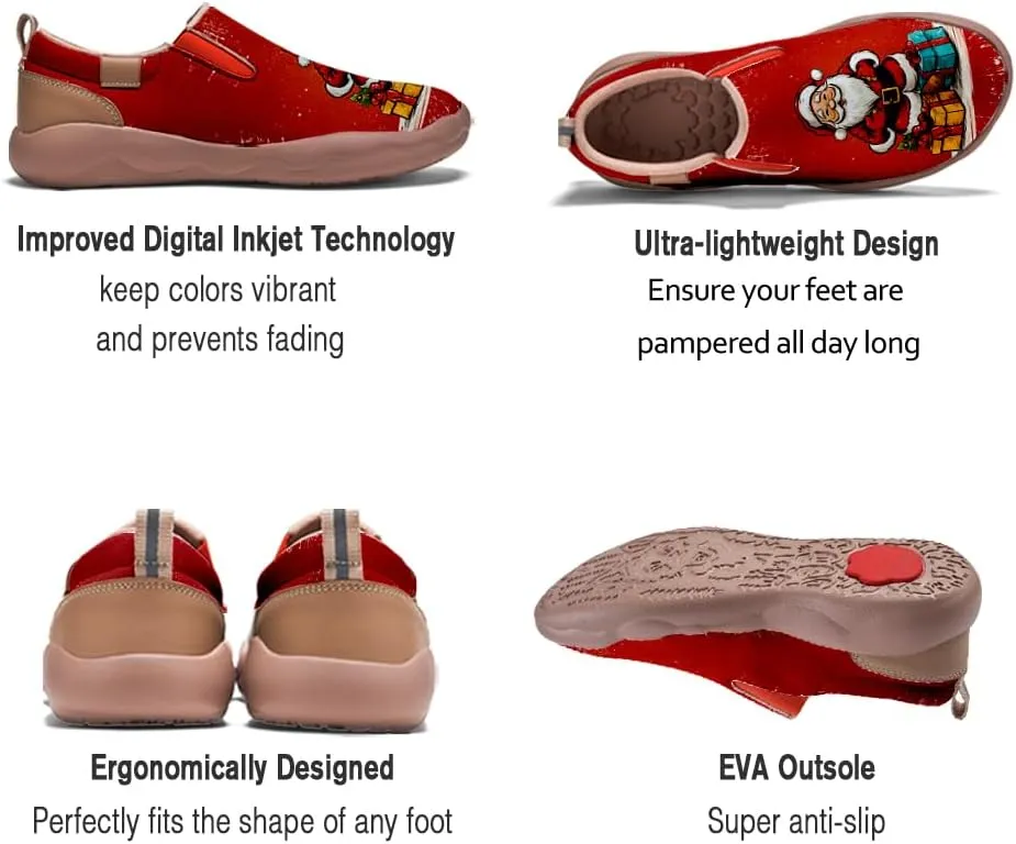 Onehorse Women's Comfortable Travel Shoes Walking Slip-Ons Casual Loafers Christmas Painted Sneakers