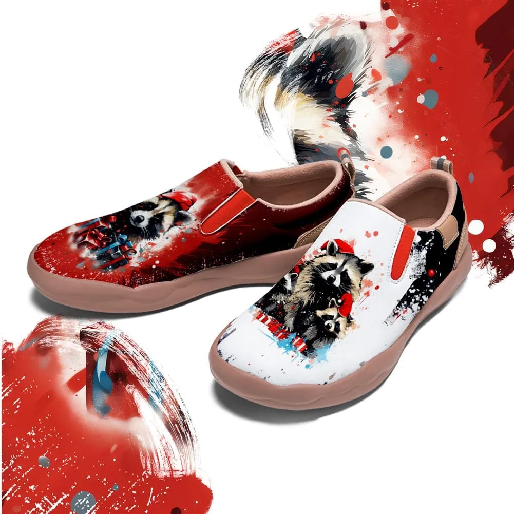 Onehorse Women's Comfortable Travel Shoes Walking Slip-Ons Casual Loafers Christmas Painted Sneakers