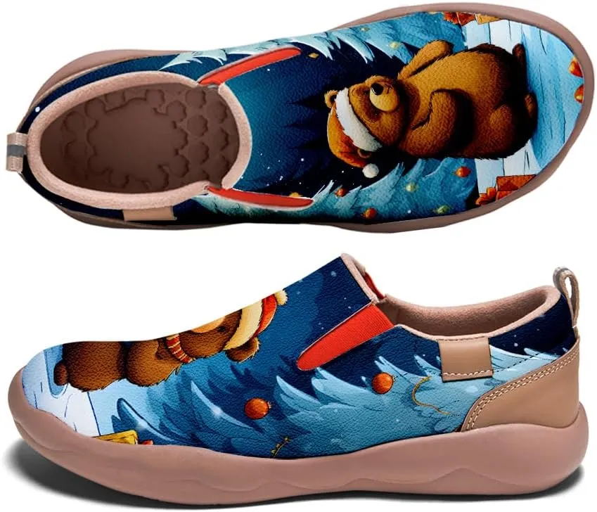 Onehorse Women's Comfortable Travel Shoes Walking Slip-Ons Casual Loafers Christmas Painted Sneakers