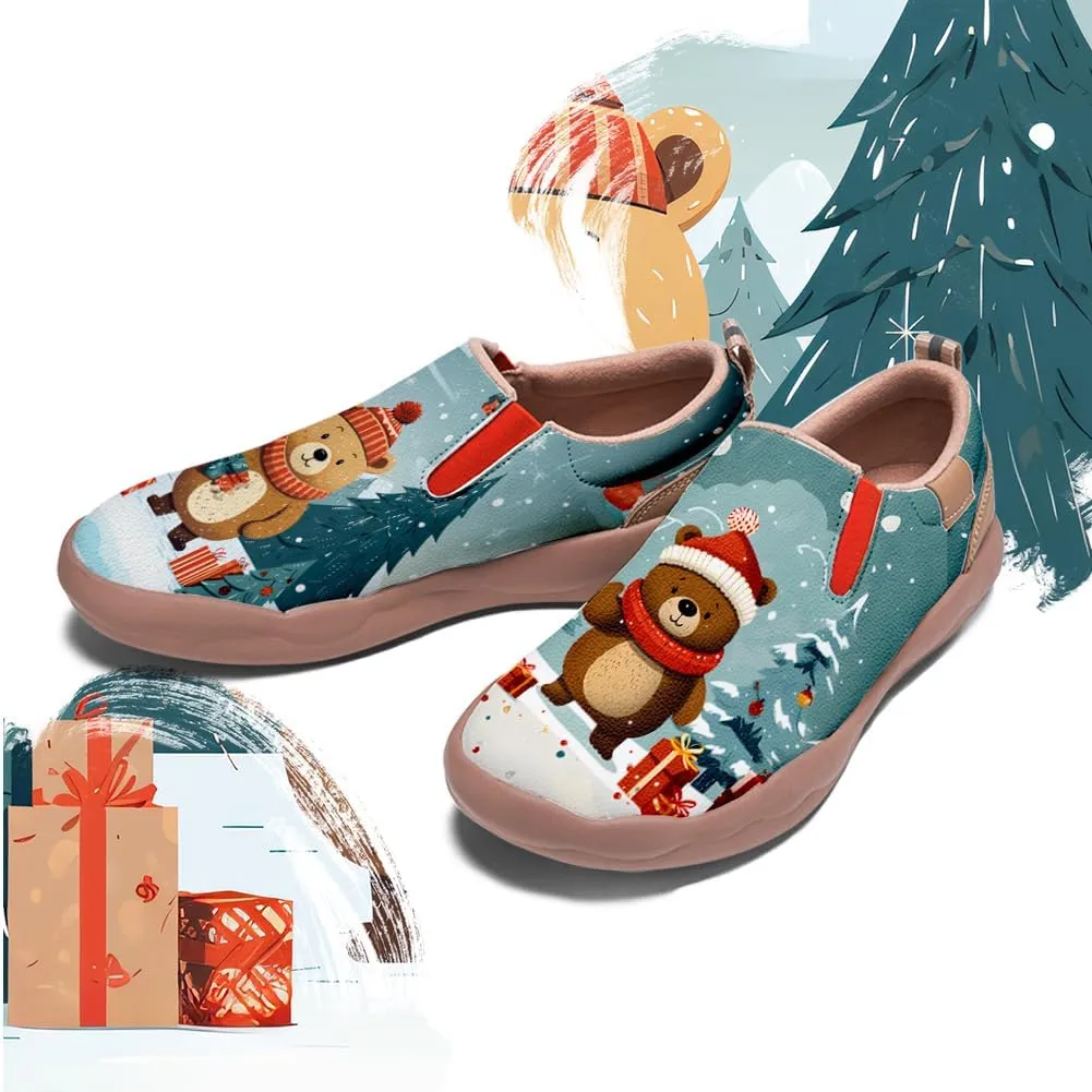 Onehorse Women's Comfortable Travel Shoes Walking Slip-Ons Casual Loafers Christmas Painted Sneakers
