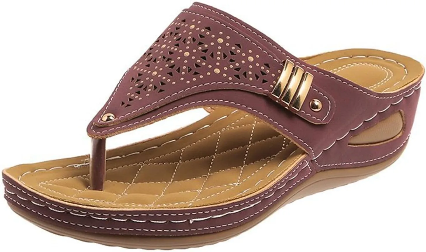 Orthopedic Sandals For Women 2025 Comfortable Walking Thong Flip Flops Low Wedge Orthotic Slides with Arch Support