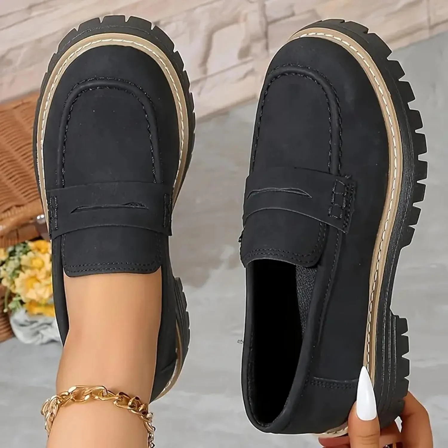 Orthopedic Shoes for Women Platform Loafers,Wide Toe Lightweight Casual Comfort Shoes,Slip-On Suitable for All Foot Shapes