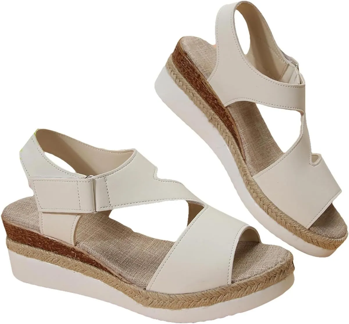 Orthotic Sandals for Women Comfy Open Toe Sandals Wedge Sandals Summer Flat Wedge Heels Espadrilles Sandals Walking Shoes