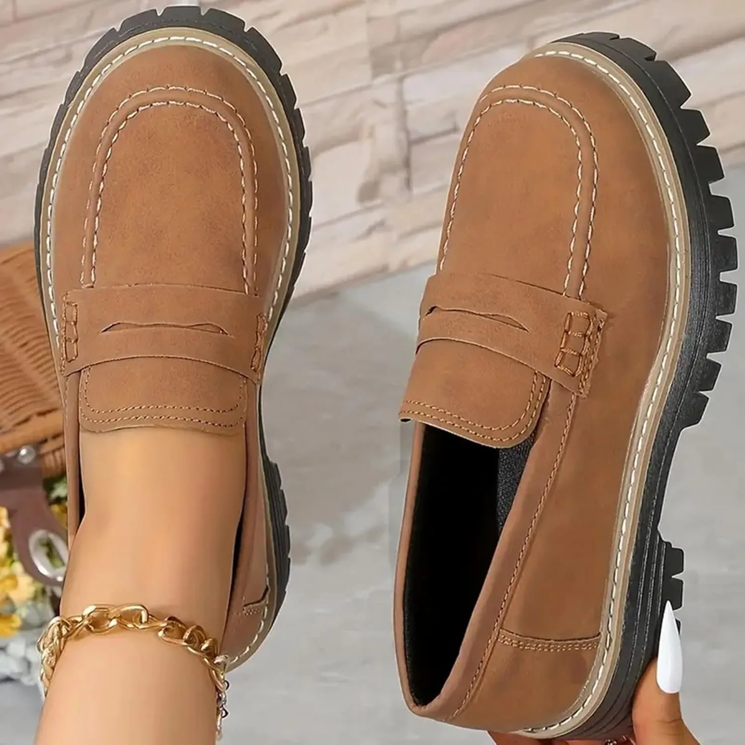 Orthoture-Orthopedic Platform Loafers Orthoture Womens Shoes Loafer, Lug Sole Loafers, Slip On Comfort Casual Fashion