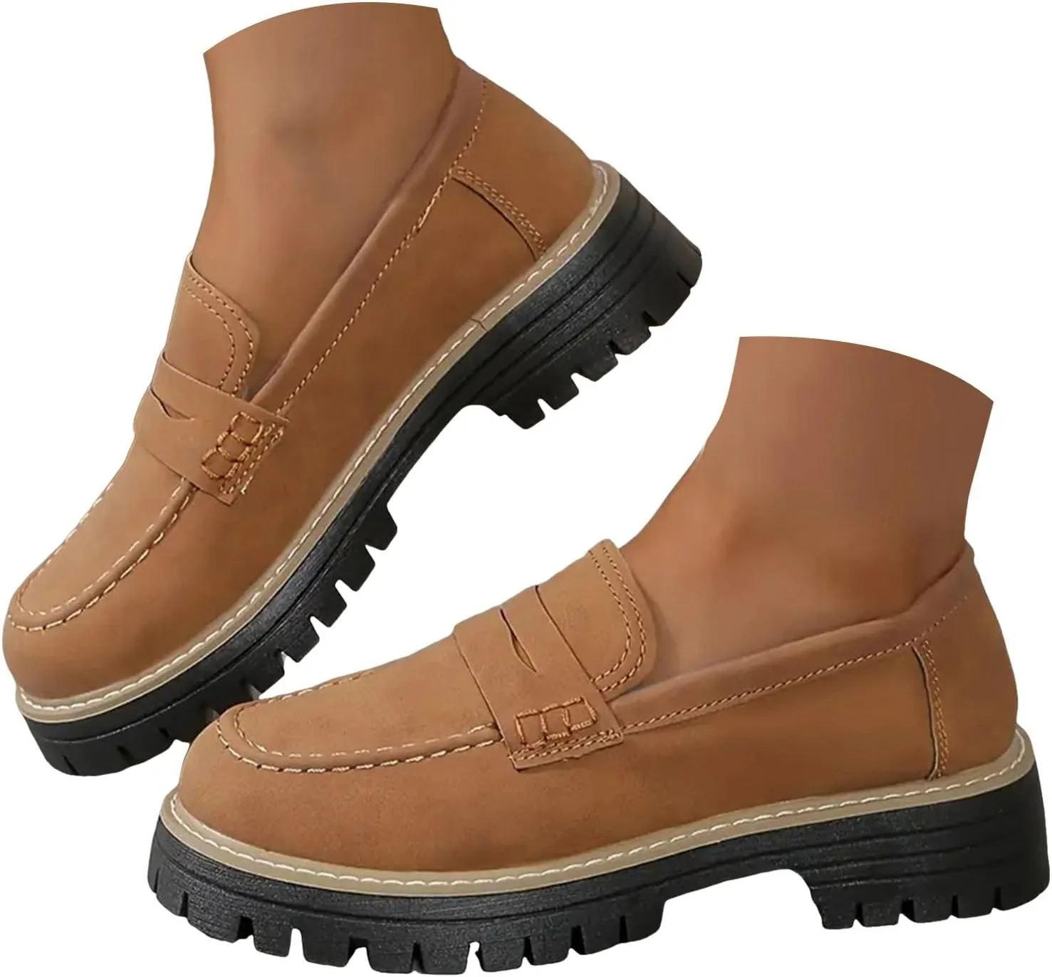 Orthoture-Orthopedic Platform Loafers Orthoture Womens Shoes Loafer, Lug Sole Loafers, Slip On Comfort Casual Fashion