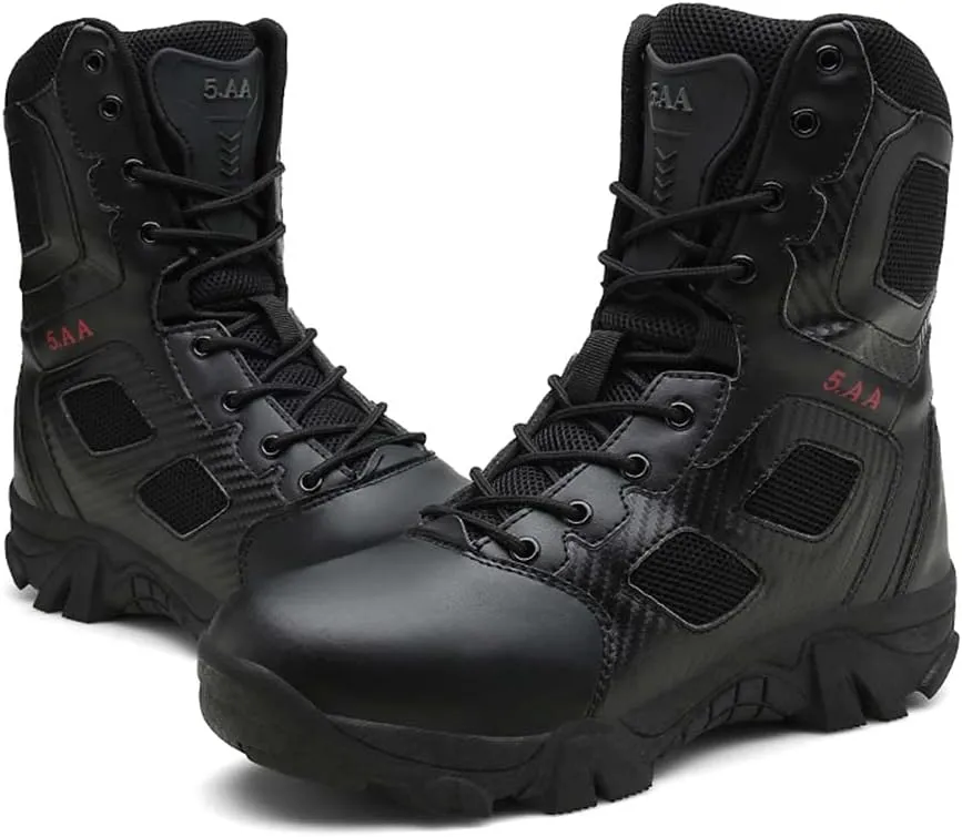 Outdoor Men's Tactical Military Combat Ankle Boots Water Resistant Lightweight Hiking Boots Work Boots, Zss8black, 8.5
