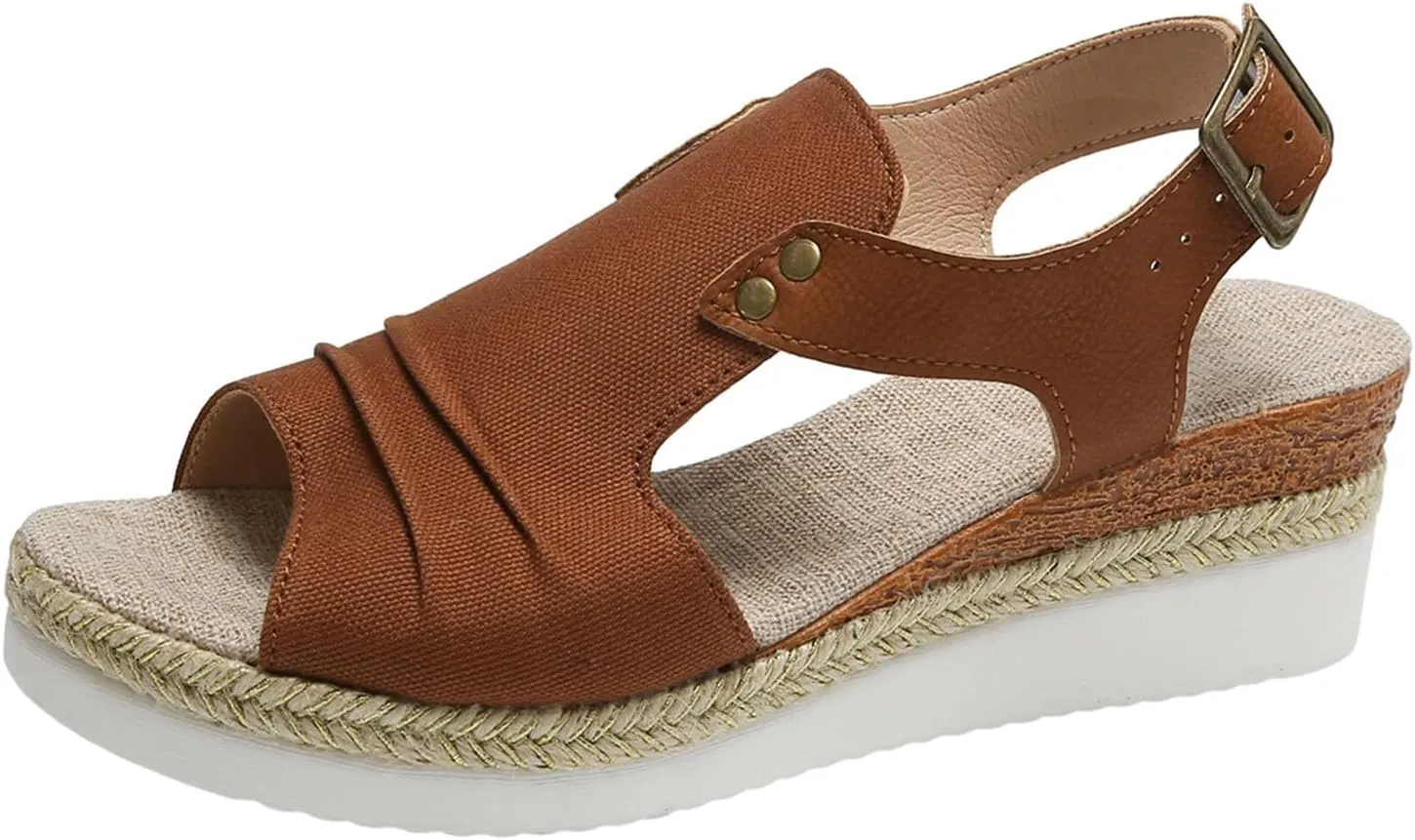 Sandals for Women 2024 Espadrilles Comfort Ladies Fish Mouth Breathable Bohemian Beach Buckle Women's Platform Sandals