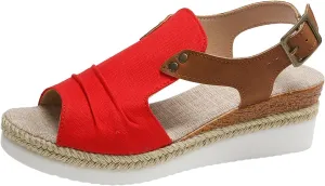 Sandals for Women 2024 Espadrilles Comfort Ladies Fish Mouth Breathable Bohemian Beach Buckle Women's Platform Sandals