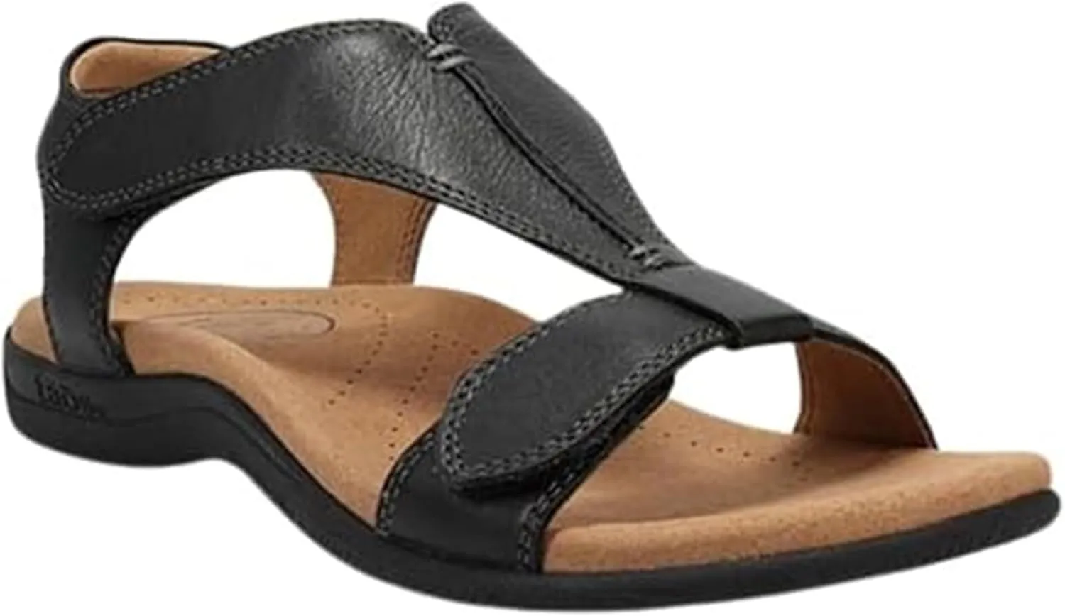 Sandals for Women Casual Summer Leather Sandal Platform Wedge Sandal Comfort Arch Support Cooling Gel Padding and an Adjustable Fit Walking Comfort Sandals,Black,US10/EU42
