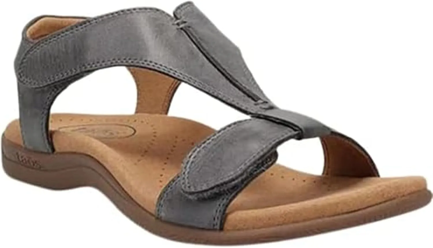 Sandals for Women Casual Summer Leather Sandal Platform Wedge Sandal Comfort Arch Support Cooling Gel Padding and an Adjustable Fit Walking Comfort Sandals,Gray,US7.5/EU39