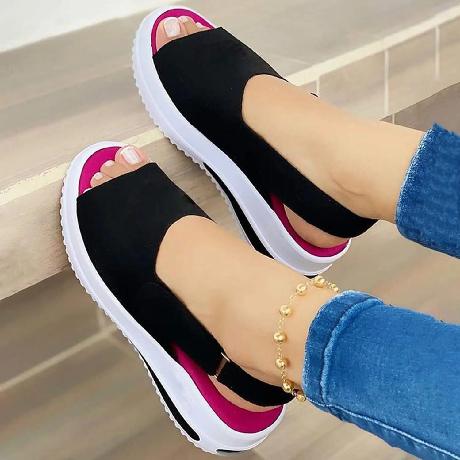 Sandals for Women Dressy Summer, Sandals for Women Causal Summer Peep Toe Platform Sandals Shoes Ladies Flip Flops