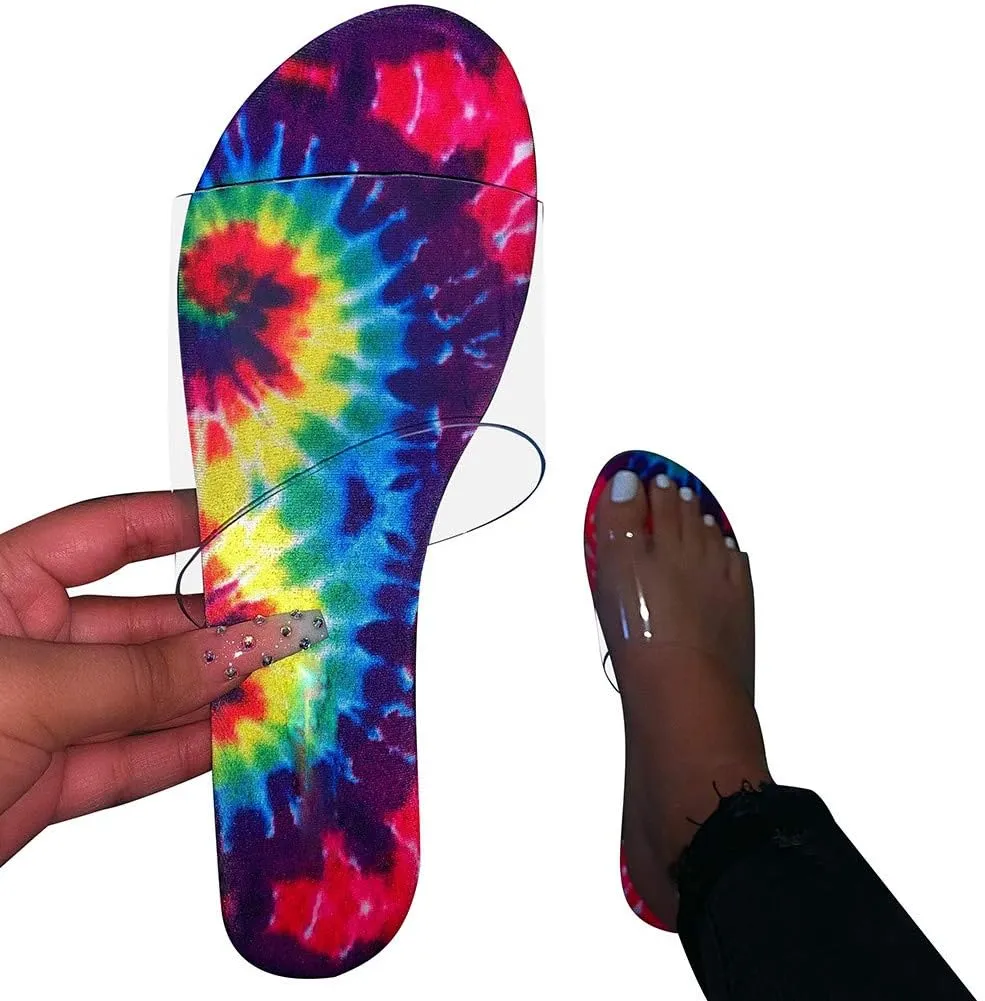 Sandals for Women Flat,Comfortable Clear Snakeskin Flip Flops Anti-Skid Lightweight Slippers for Beach/Holiday/Poolside