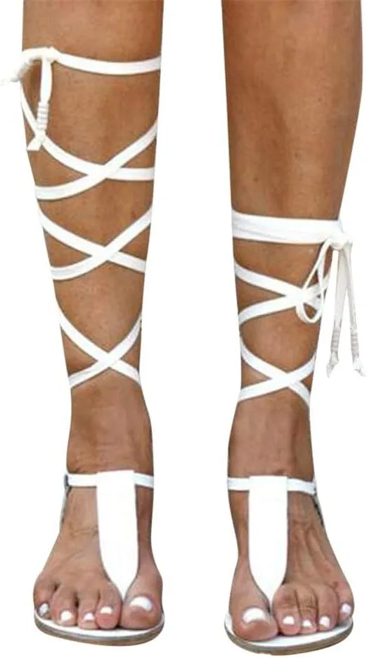 Sandals for Women Platform,Womens Knee High Caged Gladiator Strappy Flat Sandals