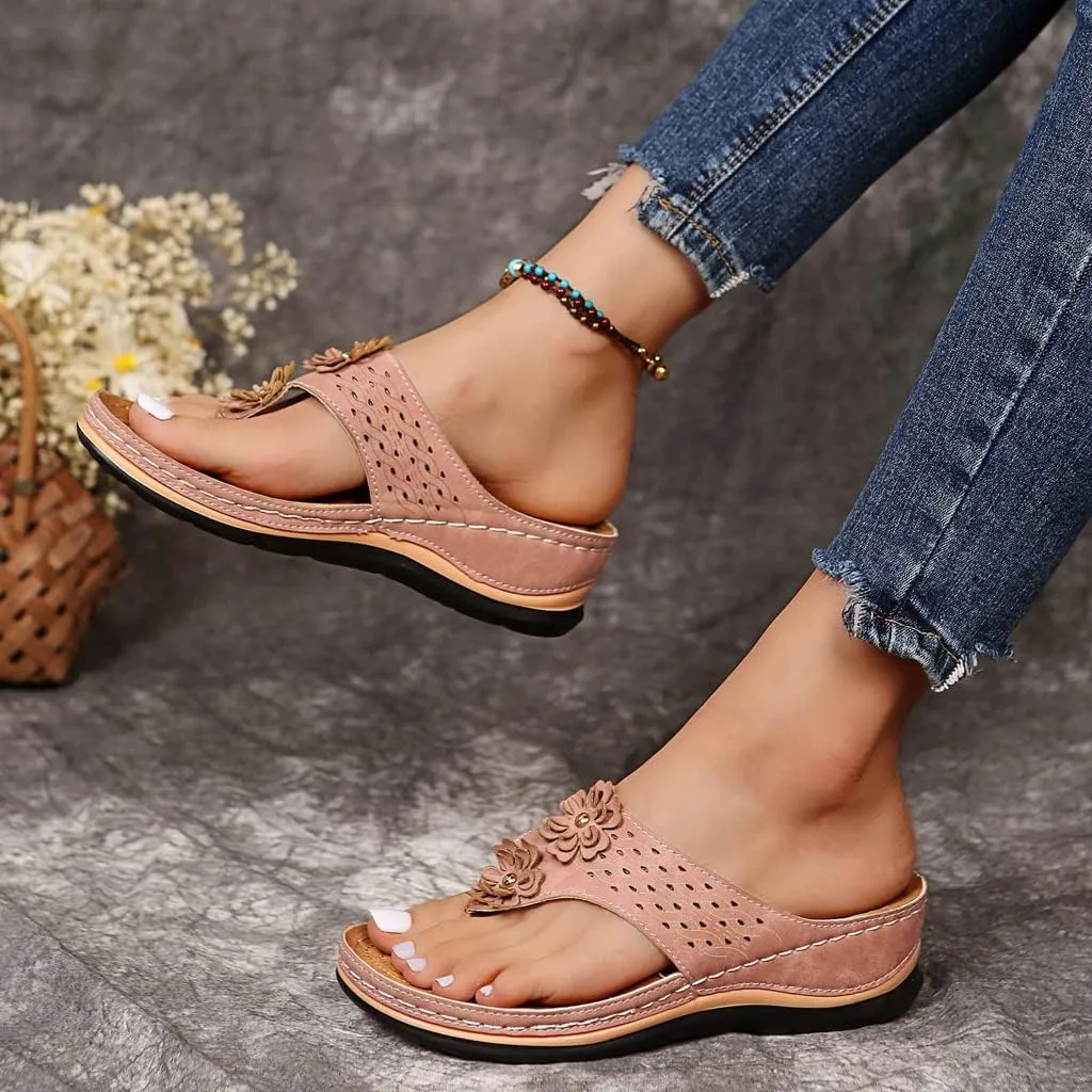 Sandals for Women Premium Walking Slippers with Arch Support Anti-Slip Breathable Sandal Vintage Flip Flop Shoes