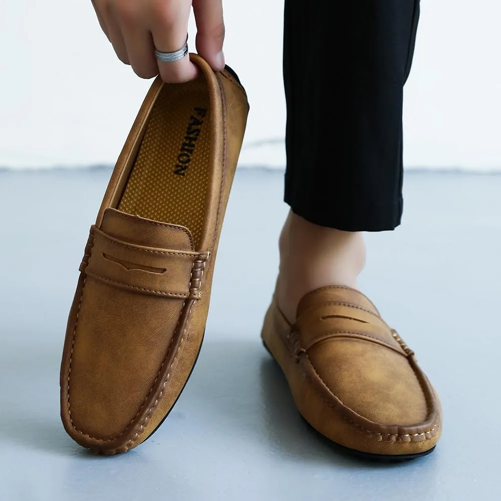 Santimon Men's Classic Driving Penny Moccasin Loafers Slip On Casual Dress Boat Shoes