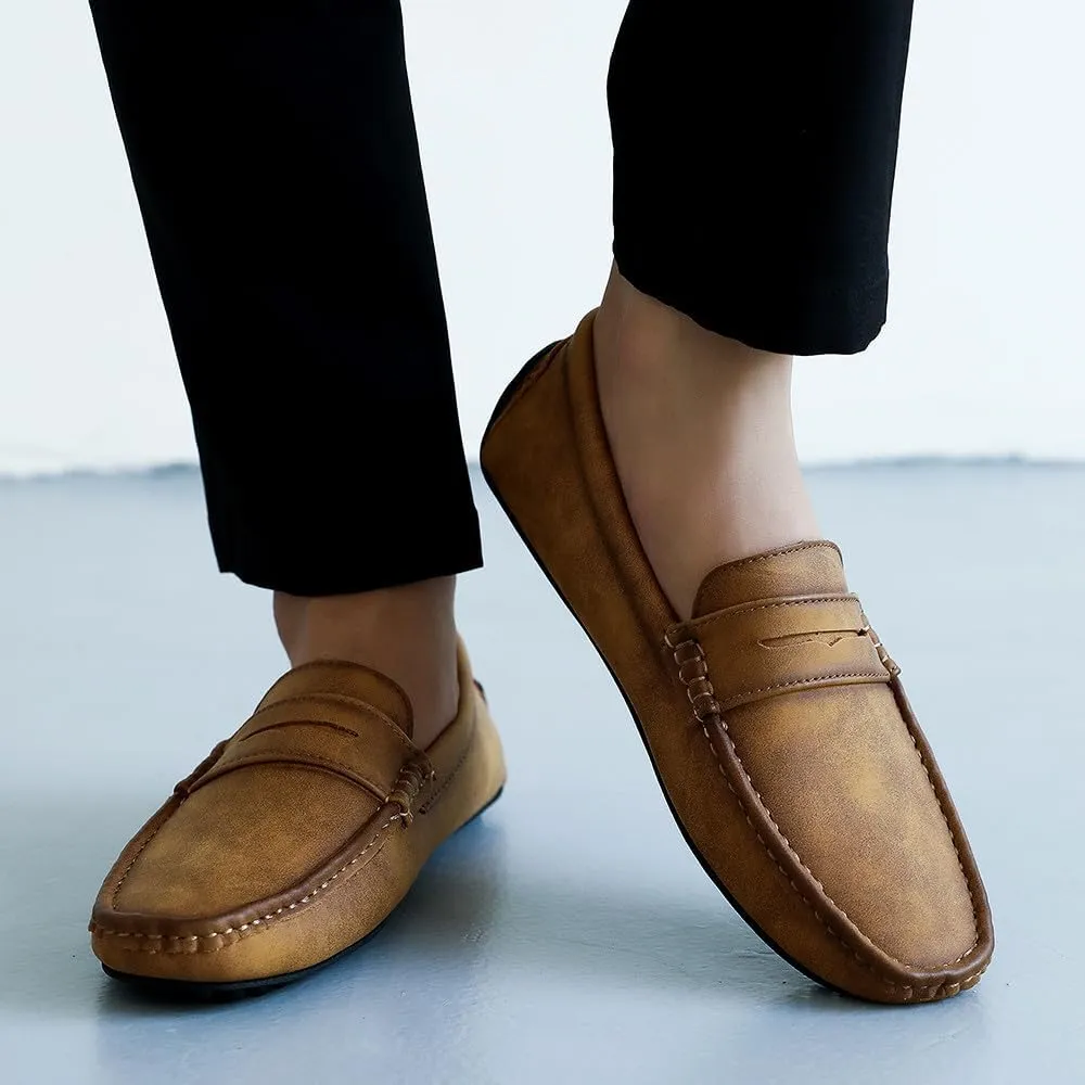 Santimon Men's Classic Driving Penny Moccasin Loafers Slip On Casual Dress Boat Shoes