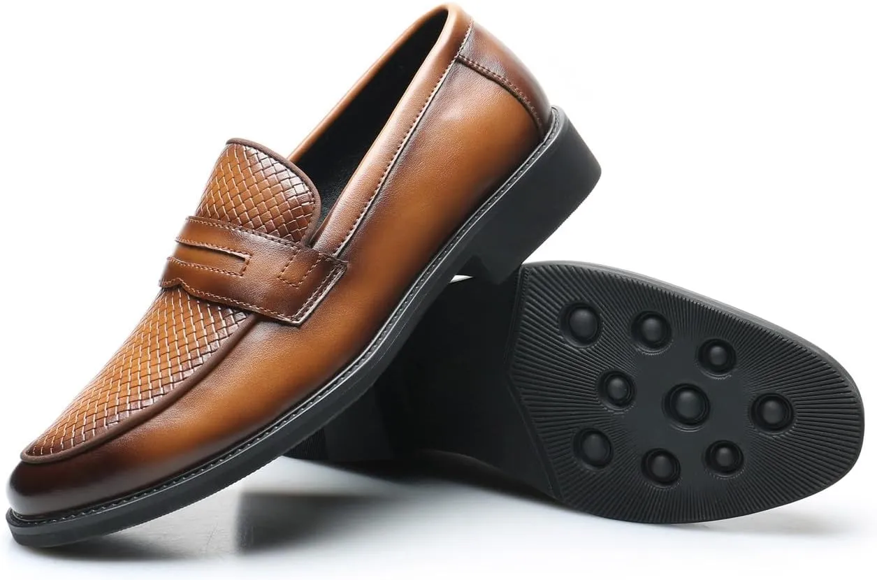 Santimon Mens Loafers Casual Dress Slip On Walking Shoes Wedding Prom Formal Penny Loafers Business Tuxedo Leather Moccasins for Men
