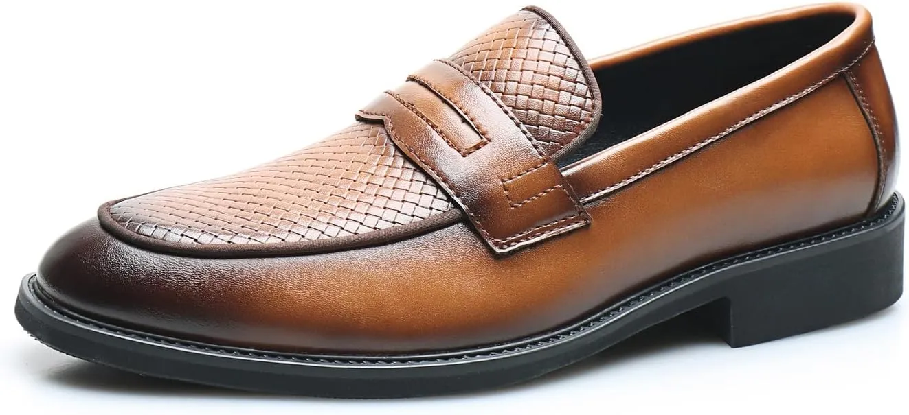 Santimon Mens Loafers Casual Dress Slip On Walking Shoes Wedding Prom Formal Penny Loafers Business Tuxedo Leather Moccasins for Men
