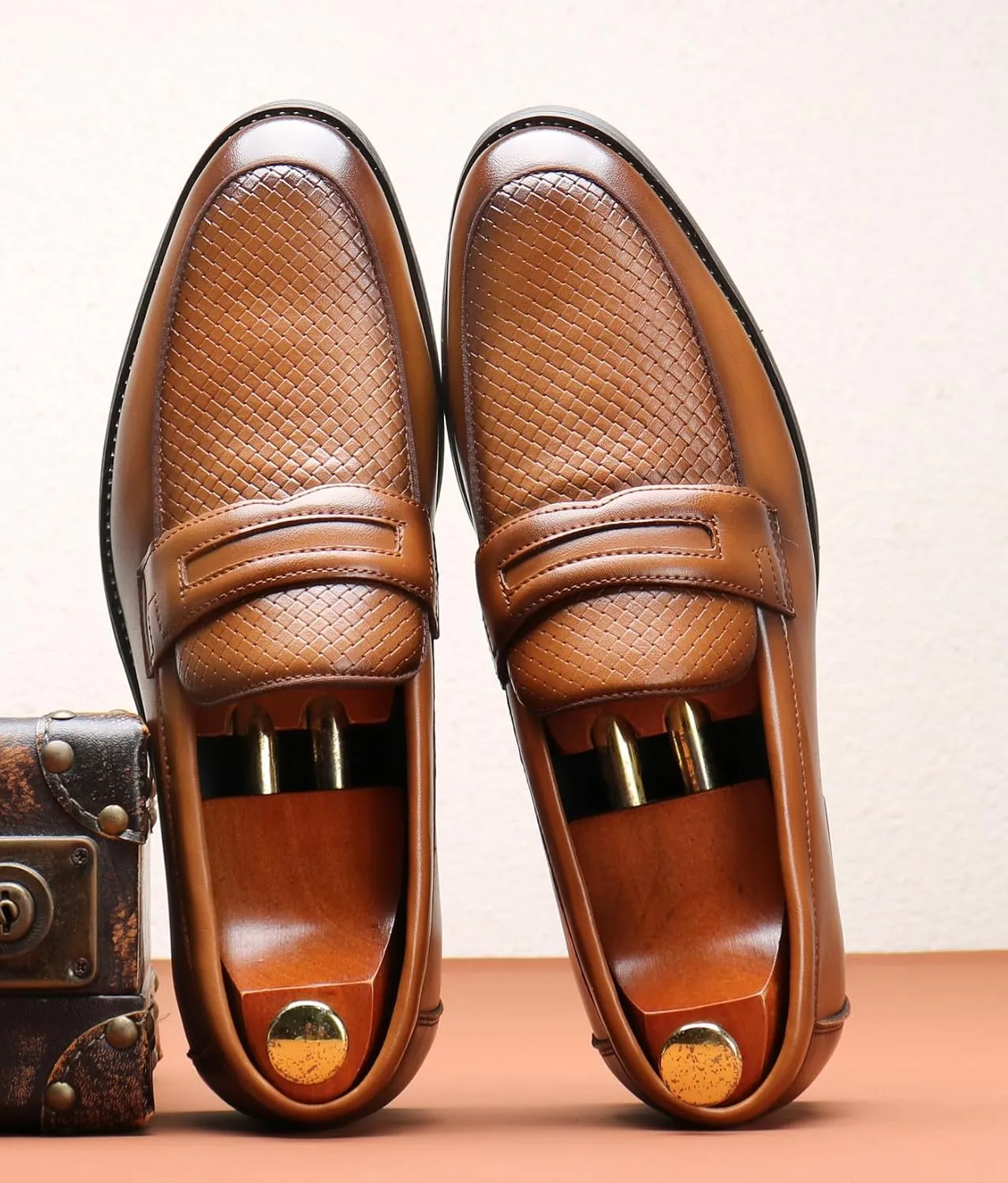 Santimon Mens Loafers Casual Dress Slip On Walking Shoes Wedding Prom Formal Penny Loafers Business Tuxedo Leather Moccasins for Men