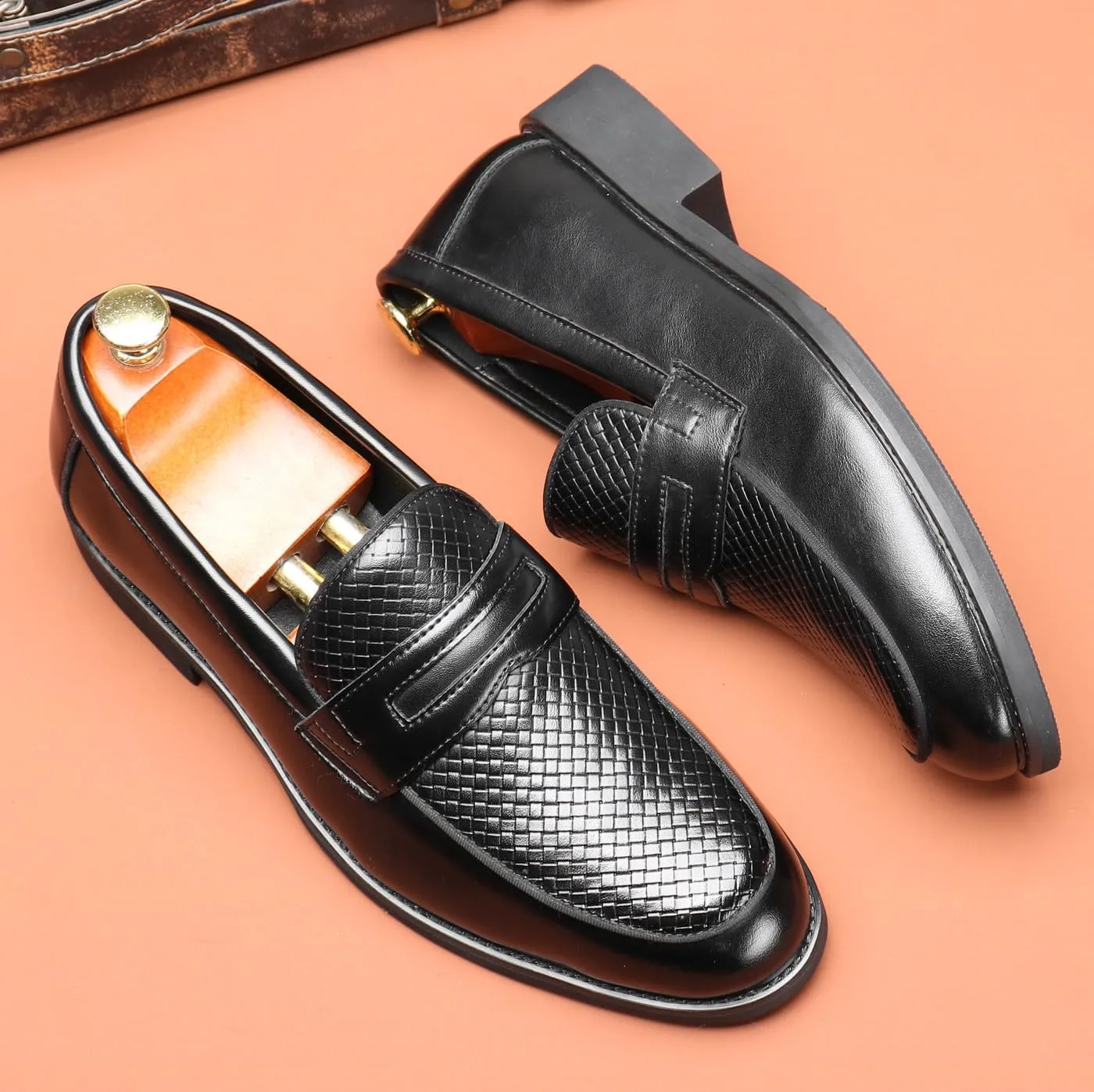 Santimon Mens Loafers Casual Dress Slip On Walking Shoes Wedding Prom Formal Penny Loafers Business Tuxedo Leather Moccasins for Men