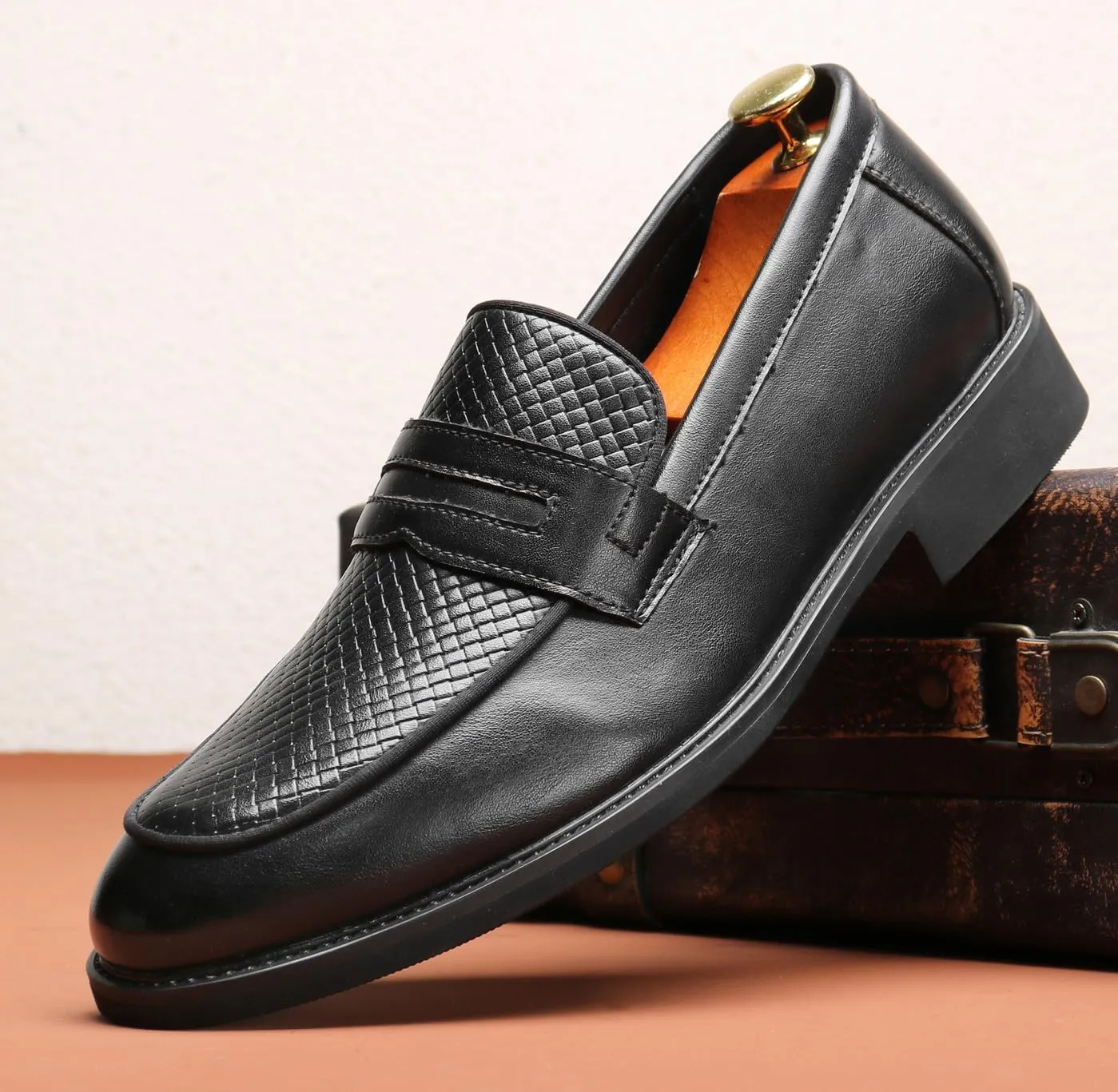 Santimon Mens Loafers Casual Dress Slip On Walking Shoes Wedding Prom Formal Penny Loafers Business Tuxedo Leather Moccasins for Men