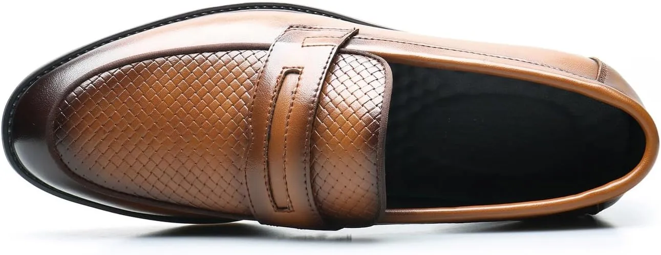 Santimon Mens Loafers Casual Dress Slip On Walking Shoes Wedding Prom Formal Penny Loafers Business Tuxedo Leather Moccasins for Men