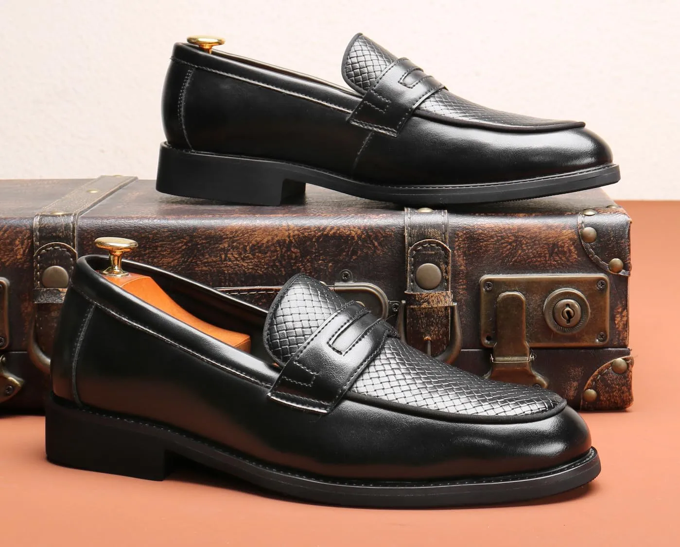 Santimon Mens Loafers Casual Dress Slip On Walking Shoes Wedding Prom Formal Penny Loafers Business Tuxedo Leather Moccasins for Men