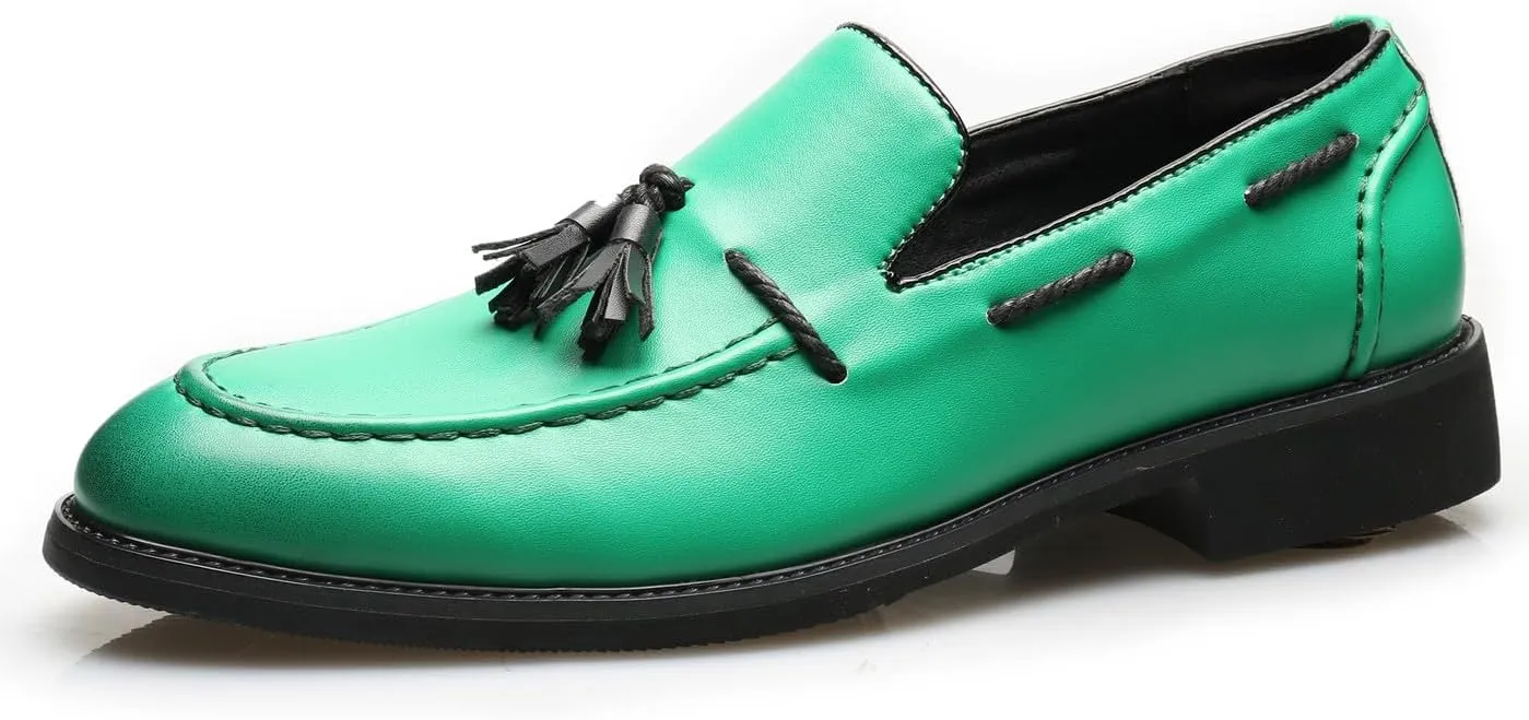 Santimon Mens Loafers Casual Dress Slip On Walking Shoes Wedding Prom Tassel Loafers Business Tuxedo Leather Moccasins for Men