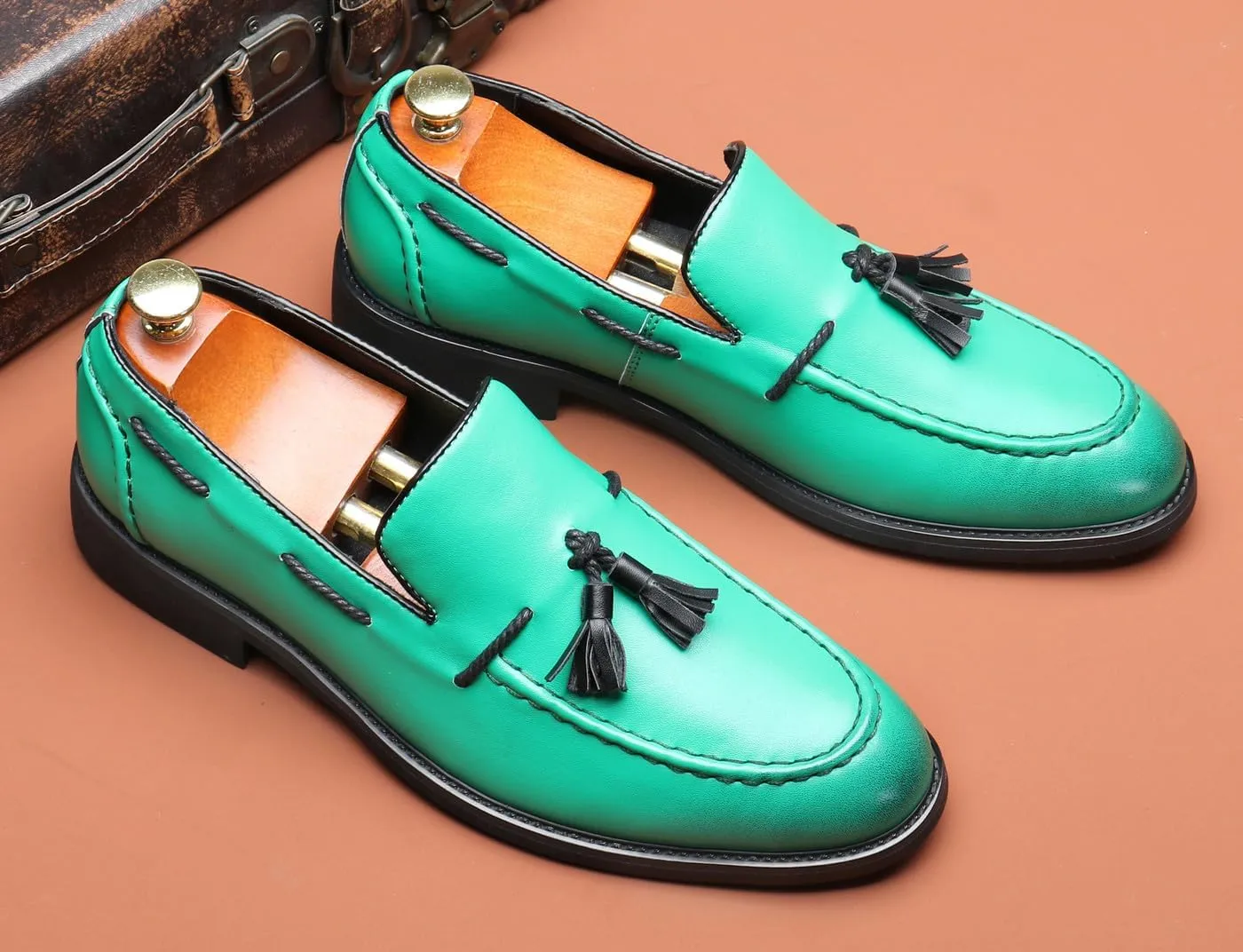 Santimon Mens Loafers Casual Dress Slip On Walking Shoes Wedding Prom Tassel Loafers Business Tuxedo Leather Moccasins for Men