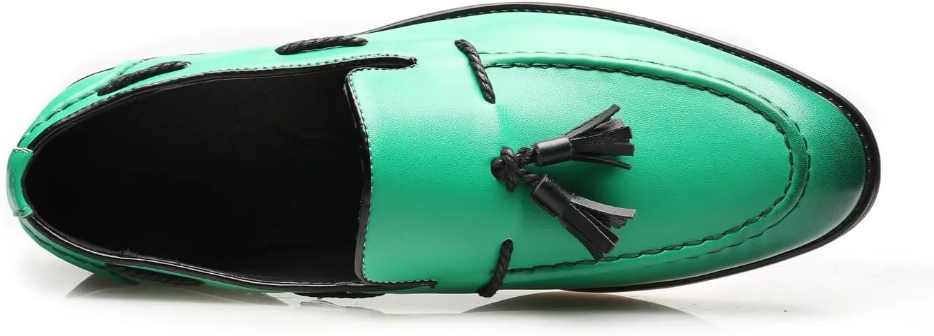 Santimon Mens Loafers Casual Dress Slip On Walking Shoes Wedding Prom Tassel Loafers Business Tuxedo Leather Moccasins for Men