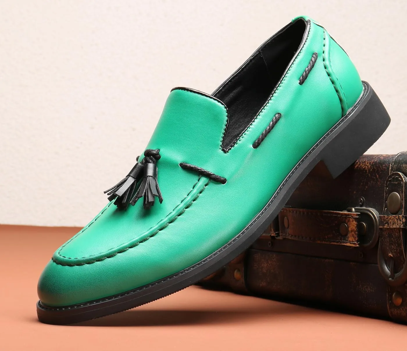 Santimon Mens Loafers Casual Dress Slip On Walking Shoes Wedding Prom Tassel Loafers Business Tuxedo Leather Moccasins for Men