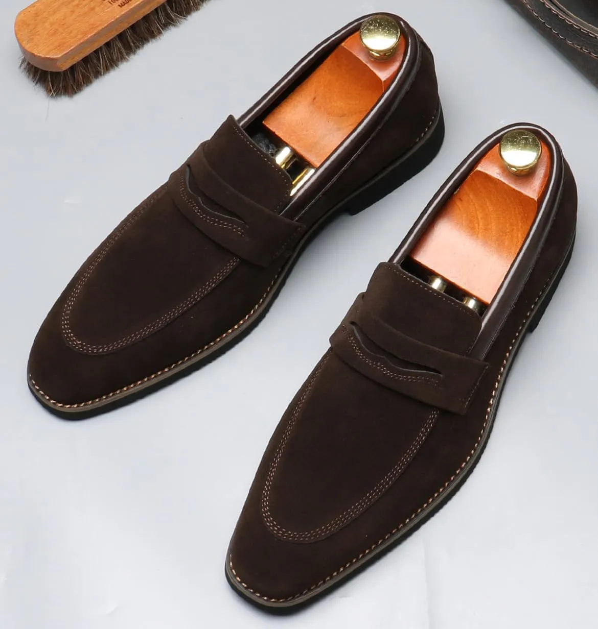 Santimon Mens Loafers Formal Dress Slip On Casual Shoes Wedding for Men Prom Suede Penny Loafers Comfortable Wedding BusinessTuxedo Moccasins