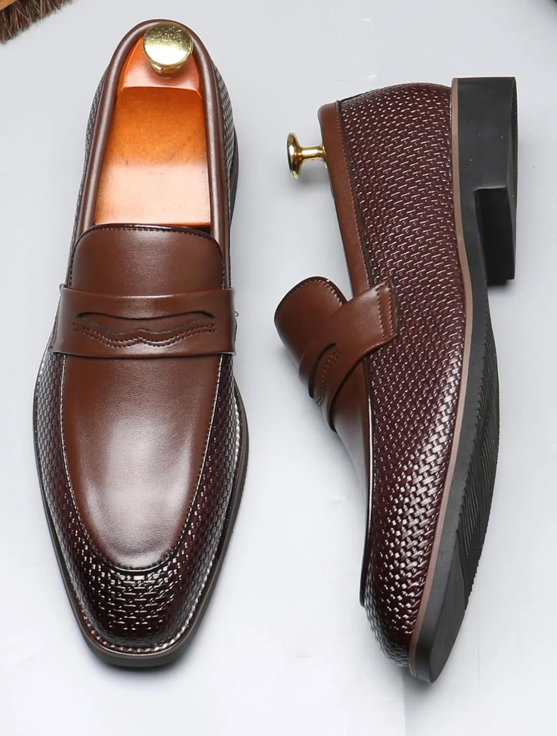 Santimon Mens Loafers Formal Dress Slip On Casual Shoes Wedding for Men Prom Suede Penny Loafers Comfortable Wedding BusinessTuxedo Moccasins